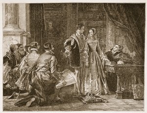 1553年7月8日，Sion House不愿意接受王冠，Sion House，HDM Spence-Jones酒吧的“英格兰教会：人民历史”中的插图。 c.1910（棕褐色照片 作者 查尔斯·罗伯特·莱斯利