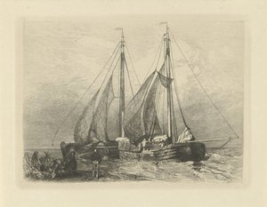海滩上的帆船 作者 查尔斯·罗森（Charles Rochussen）