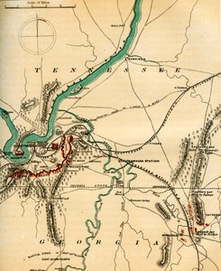 查塔努加及其防御的地图，田纳西州，1862-1867。 作者 查尔斯·肖尔