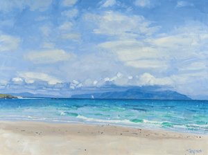 遥远的游艇，艾奥纳，2014 年（布面油画） 作者 查尔斯·辛普森