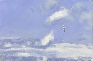 燕鸥与云，2016 年（布面油画） 作者 查尔斯·辛普森