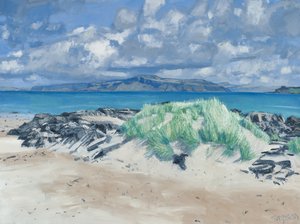 岩石与草丛，艾奥纳，2013 年（布面油画） 作者 查尔斯·辛普森