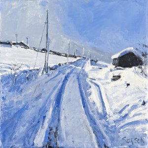 积雪覆盖的道路，2010 年（布面油画） 作者 查尔斯·辛普森