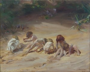 孩子们在玩耍》，1903年 作者 查尔斯·西姆斯