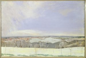 The Weald Winter，（面板上的蛋彩画） 作者 查尔斯·西姆斯