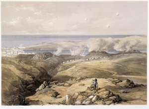 Russian batteries in “” Sebastopol””” by CH.Hardinge. Litho by Vincent Brooks, d. London 1855 Henry Graves.
