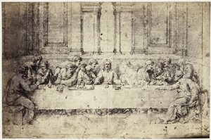 拉斐尔绘画作品《最后的晚餐》的摄影再现