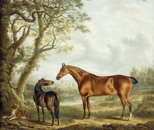 猎人和西班牙人在广阔的风景中，1827年