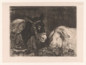 Ezel en zwijn
清醒而勤劳，贪吃而懒惰（物体上的标题）