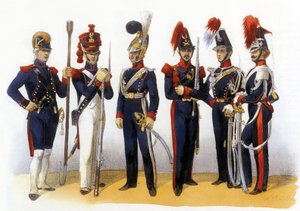 法国军队制服：国民警卫队（炮兵和骑兵）18-19 世纪，Charles Vernier（1831-1887）雕刻