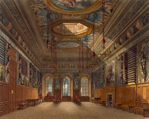 King&39;s Guard Chamber，Windsor Castle，来自&39;Royal Residences&39;，由Thomas Sutherland（b.1785）雕刻，酒吧。作者：William Henry Pyne（1769-1843），1818年（aquatint）