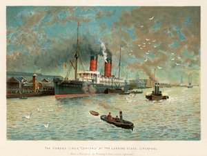Cunard班轮&39;坎帕尼亚&39;在登陆阶段，利物浦