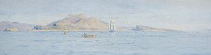 海岸边的艳阳天，海面上的维尔弗朗什，约1885年（布面油画，已铺设）。