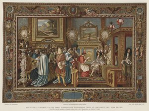 1664年7月29日，路易十四在枫丹白露的教皇大使Sigismondo Chigi的观众 作者 查尔斯·勒布朗之后