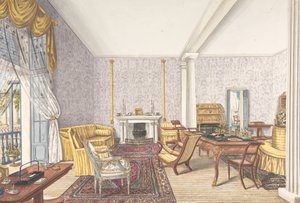 室内设计，约1830年。 作者 查尔斯·德·布罗克托夫