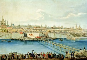 1830年在莫斯科铺设Moskvoretsky大桥