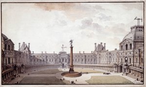 建筑：重新设计卢浮宫沙龙的项目。由建筑师查尔斯·德·瓦利（Charles de Wailly）用墨水和笔绘画
