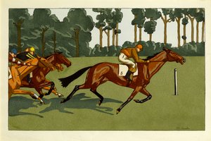 一套四个版画 -  Longchamps和其他种族，c.1910