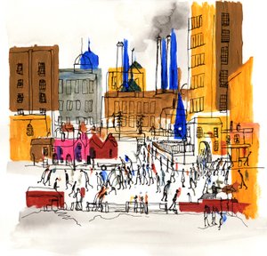 来自磨坊，2014（丙烯酸和水墨）。