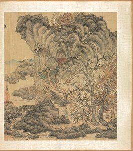 古代大师的画作：秋景中的旅行者
