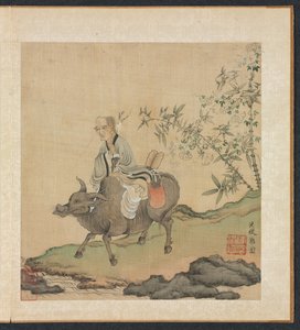古代大师的画作老子骑牛