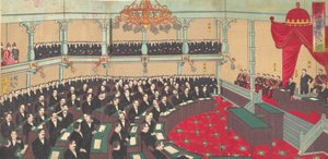 帝国议会的插图 Teikoku gikai kizokuin no zu...，1890年。