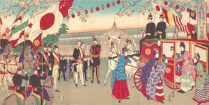 皇后参观在上野公园举行的第三届全国工业促进会......，1889年。