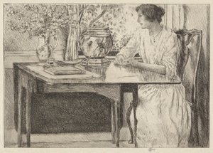殖民时期的桌子，科斯科布，1915 年 作者 柴尔德哈桑