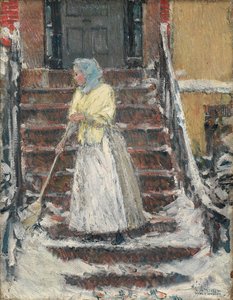 扫雪，1890年代。 作者 柴尔德哈桑