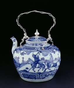 中国茶壶，欧洲手柄，过渡时期，c.1640（瓷器与银）