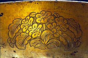 唐代雕刻盆地的细节（银镀金）（见206714）