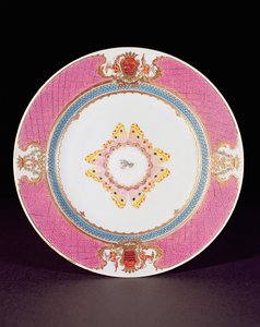 餐厅用荣耀玫瑰珐琅彩绘，雍正时期（1723-35）c.1735（瓷器）Grimaldi di Castro的怀抱