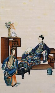 斜倚与仆人演奏乐器的夫人 作者 中文学校