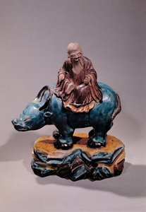 老子（公元前604-531）在他的清水牛城（陶瓷）