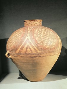 大型窄颈瓶，带有小把手，来自甘肃永庆，公元前三千年末（粘土） 作者 中文学校