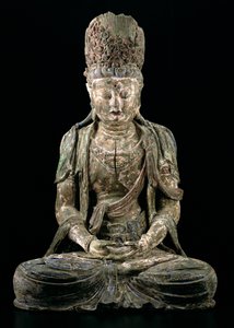 金代（1115-1234）冥想中的大坐菩萨（木材和颜料）（见206545）