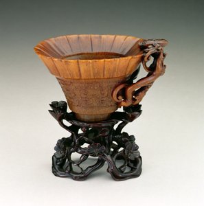 解放时期，干隆时期1736-95，清朝，中国，17世纪中叶（雕刻犀牛角）（见142638,142654-5）