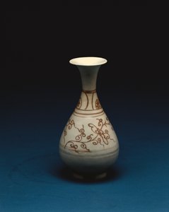 元代，元代，14世纪的红色釉下瓶 作者 中文学校