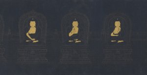 过去的七大佛，可能是明朝（深蓝色纸上的金白色素）