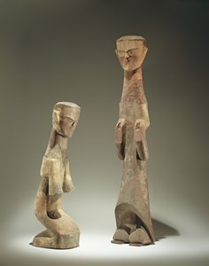 两个小雕像，周末（公元前1046-256）公元前4  -  3世纪（木）（详见394840）