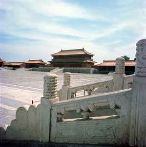 从明代1420年太和殿出发的中央匝道的视图 作者 中文学校