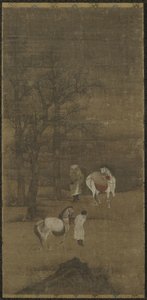 冬季景观与马和新郎，明朝或清朝
