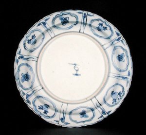 蓝白相间的板条，白鹭标记，万里，1595-1605（瓷器）（见205990）
