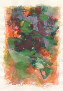 抽象构图，游戏系列，2021 年（水彩画纸上的水彩、水粉和木炭画） 作者 曹庆芬