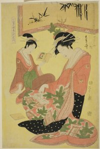 模仿七圣的美人--年轻歌妓选》（Shichi kenjin yatsushi bijin shinzo zoroe）：周家的时雨田 作者 Chobunsai eisi
