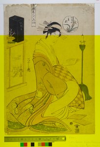 作为六位诗人的绿屋之美（Seiro bijin rokkasen），约1794-1795（纸上木版画）。 作者 Chobunsai eisi