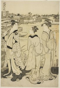 关寺的小野小町》，选自《时尚七小町》系列，约 1788 年（彩色木刻版画；荞麦面 作者 Chobunsai eisi