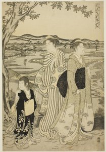 鹦鹉小町》，选自《时尚七小町》系列，约 1788 年（彩色木刻版画；荞麦面 作者 Chobunsai eisi