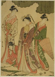 观看樱花的女性