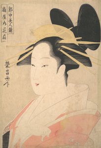 Ogiya的Oiran Hanaogi的大型头像和半身像，可能是1798年的。